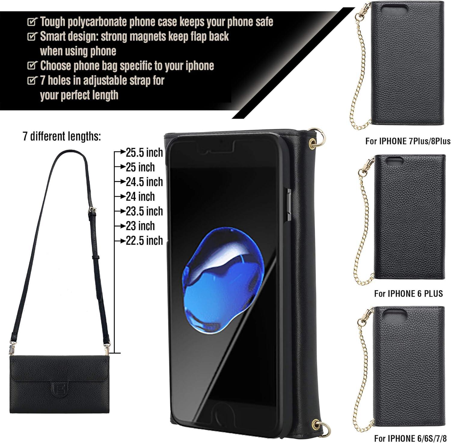 Lowest Price Free State Crossbody Bag with Cell Phone Case. Leather Wallet Purse Has 3 Card Slots, Internal Sleeve for Cash & iPhone Case. Adjustable Leather & Chain Straps (Black, 6 / 6S / 7/8) Review Product Free State Crossbody Bag with Cell Phone Case. Leather Wallet Purse Has 3 Card Slots, Internal Sleeve for Cash & iPhone Case. Adjustable Leather & Chain Straps (Black, 6 / 6S / 7/8)