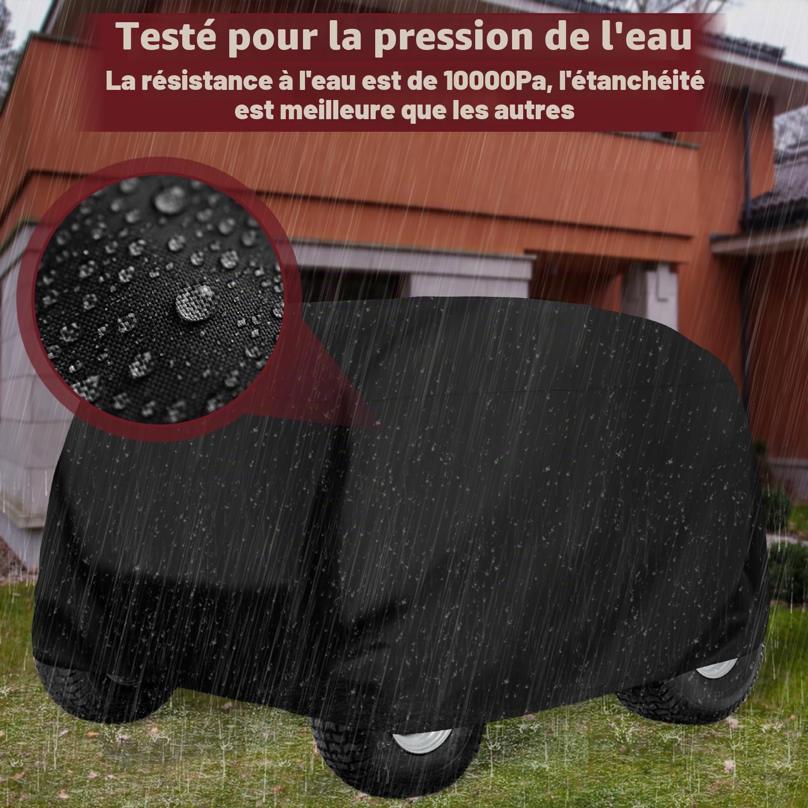Housse de tracteur imperméable pour tracteur jusqu'à 137,2 cm, en polyester Oxford 420D, résistante aux UV, à la poussière, à la saleté, à l'eau pour tracteur de jardin, 183 x 137,2 x 117,2 cm (L x l