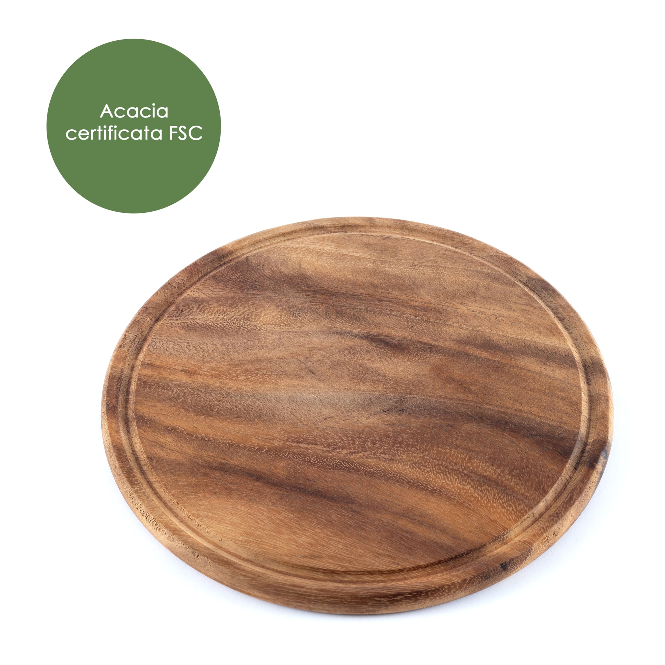 Hanseküche Tagliere per carne in legno di acacia, Ø 25 cm – Set da 4 piatti rotondi in legno – Ideale come tagliere per il pranzo, tagliere per pane, tagliere per servire e tagliere da cucina