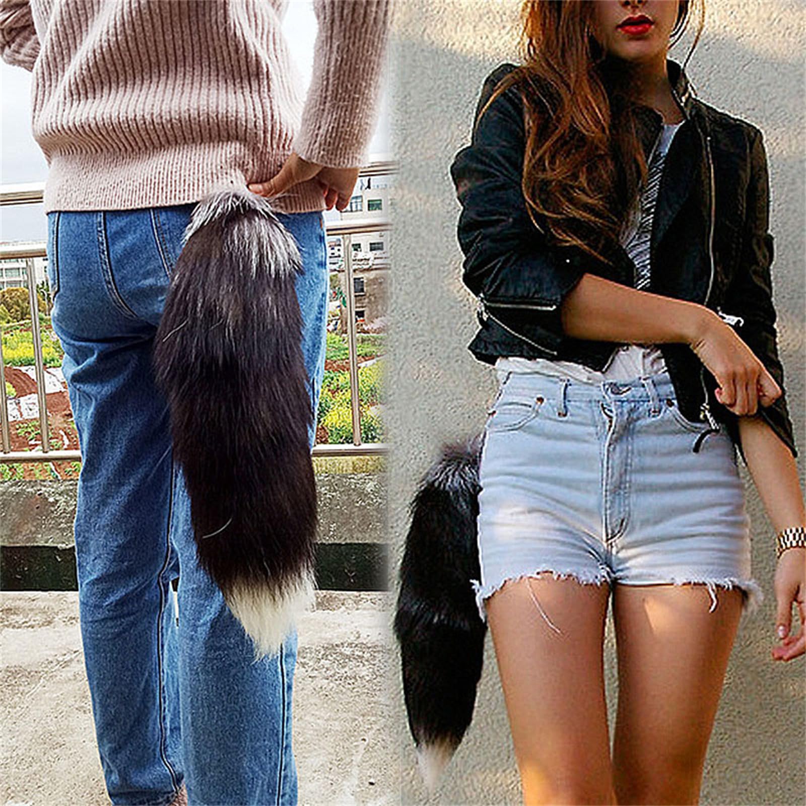 Therian Tail 50 cm lisa ogon lisa Furry Tail Therian Black Fox Ogon, 1 rok, Einheitsgröße