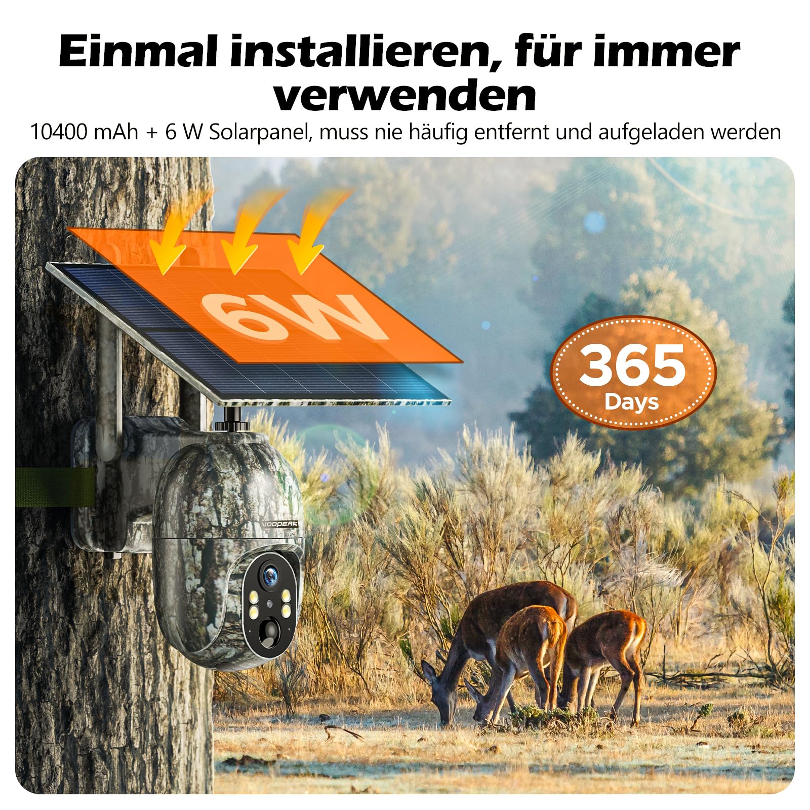 VOOPEAK 4G LTE Wildkamera mit SIM Karte, 1080P Live Wildkamera mit Handyübertragung App, Wildtierkamera mit Nachtsicht Bewegungsmelder mit 32G Speicherkarte für Outdoor Jagd & Naturbeobachtung
