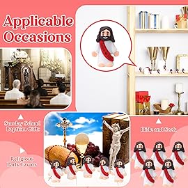 Bememo 25 Pcs Little Jesus Figures Original Design Jesus Love You Mini Rubber Toys to Hide and Seek Christmas Religious Party Favors Sunday School Baptism Gifts(Red)