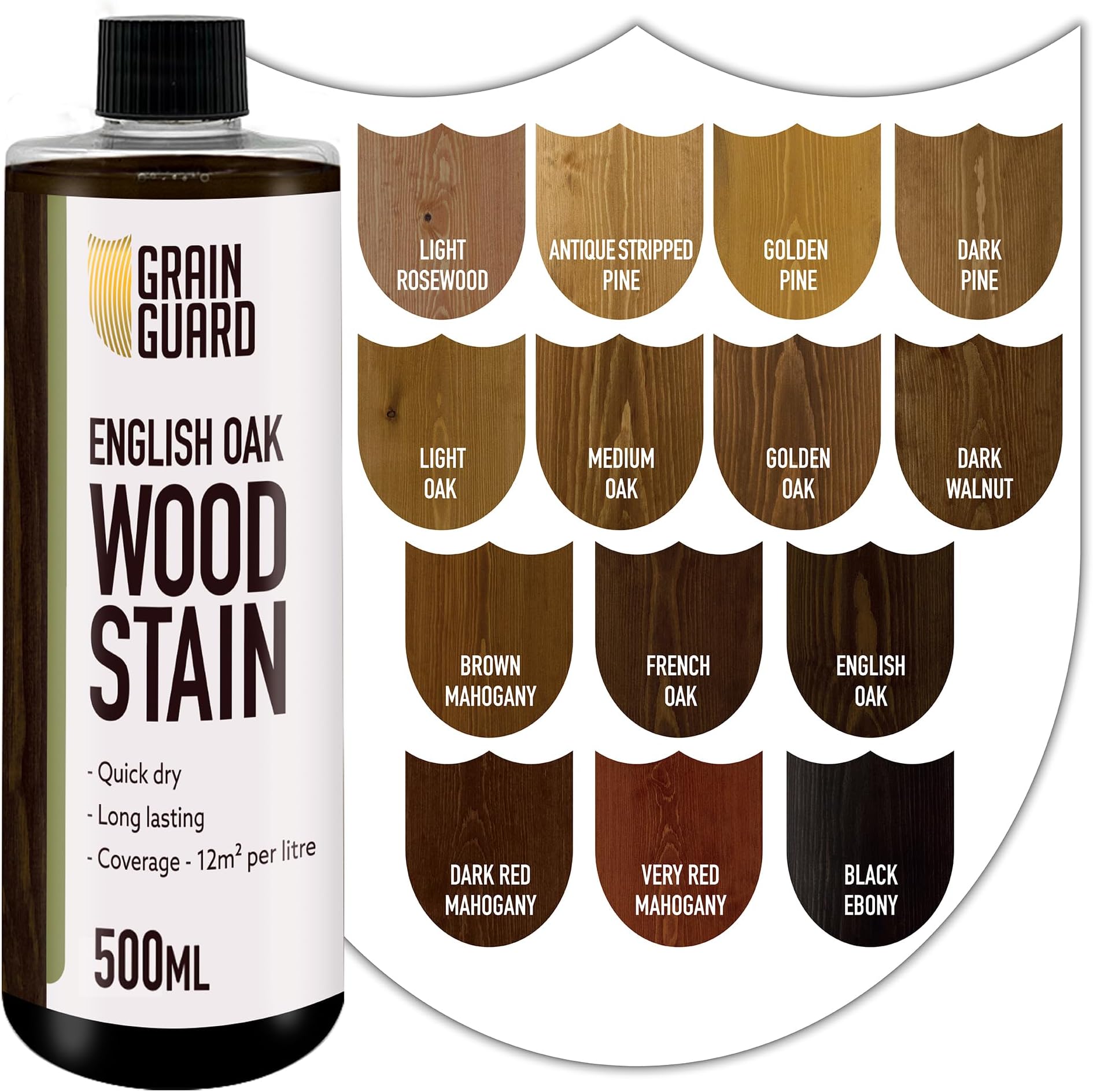 Wood Stain Water Based | English Oak | 500ml | Interior Furniture Stain | Light & Dark Stains | Eco-Friendly & Non-Toxic Wood Dye | Easy Application | Quick Dry & Low Odour