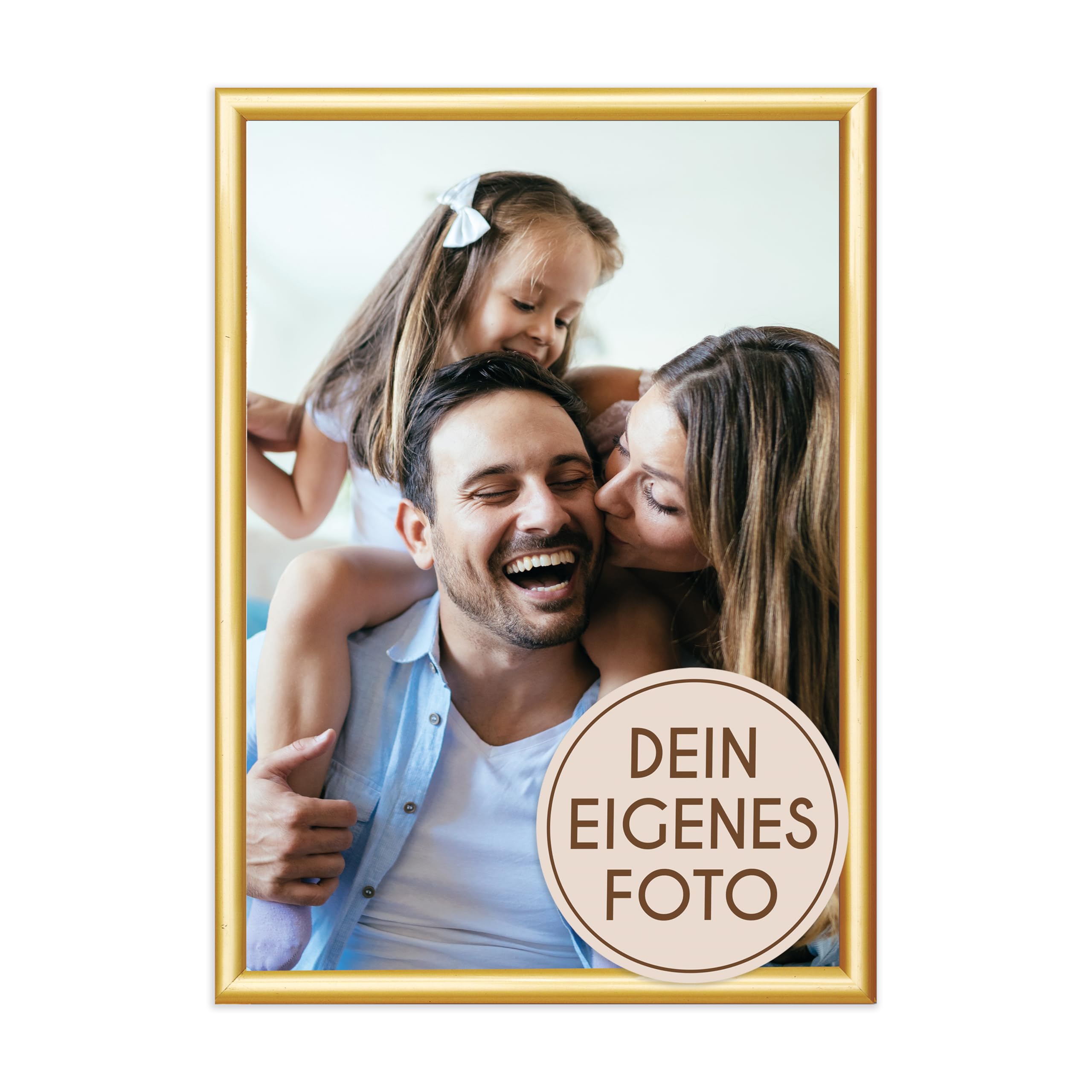 Wackadoo personalisierte Geschenke mit Bilderrahmen 30x40 Gold Fotodruck Bild Geschenk für Frauen und Männer Poster mit Wunschmotiv eigenes Foto
