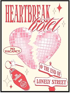 Heartbreak Hotel Album Cover Posters - 12x16 Inches Unframed Set of 1 Posters & Prints Wall Decor Living Room - Office Decor Wall Art - Vintage Retro Aesthetic Teen Room Decor - Preppy Room Decor - Music Band Posters - Cool Posters - Apartment Decor Aesthetic – Trendy Room Decor (A5, 12x16 Inches) Hot Pink Wall Art Set Of 3 Prints - 8x10 Inches Wall Art, Light Pink Print - Pink abstract Print Set -Pink Poster Set - Pink Posters Art, Summer printable wall art prints, Mid century Boho style abstra