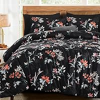 Vista 22 de WONGS BEDDING - Juego de edredón botánico reversible de 7 piezas, cama en una bolsa, de microfibra suave, tamaño full, hojas verdes