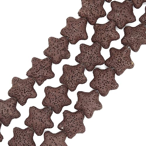 Miniatura 2 de Cuentas de lava estrella, cuentas de roca de lava marrón natural, 1.654in x 1.417in