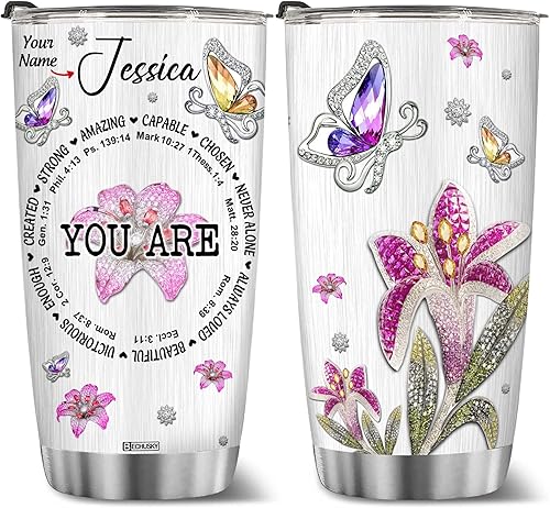 Vista 49 de BECHUSKY Vaso cristiano con versículo bíblico, regalos florales para mujeres, inspirador de fe, niña religiosa, mamá en cumpleaños, Pascua, Navidad