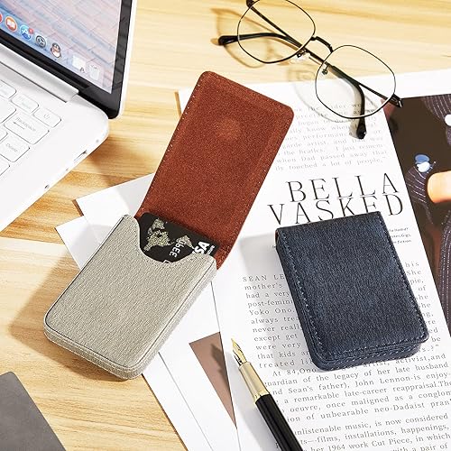 Miniatura 4 de 4 piezas de tarjetas de visita con bloqueo RFID, cartera de bloqueo para tarjetas de crédito, minimalista, piel sintética, delgada, cartera con