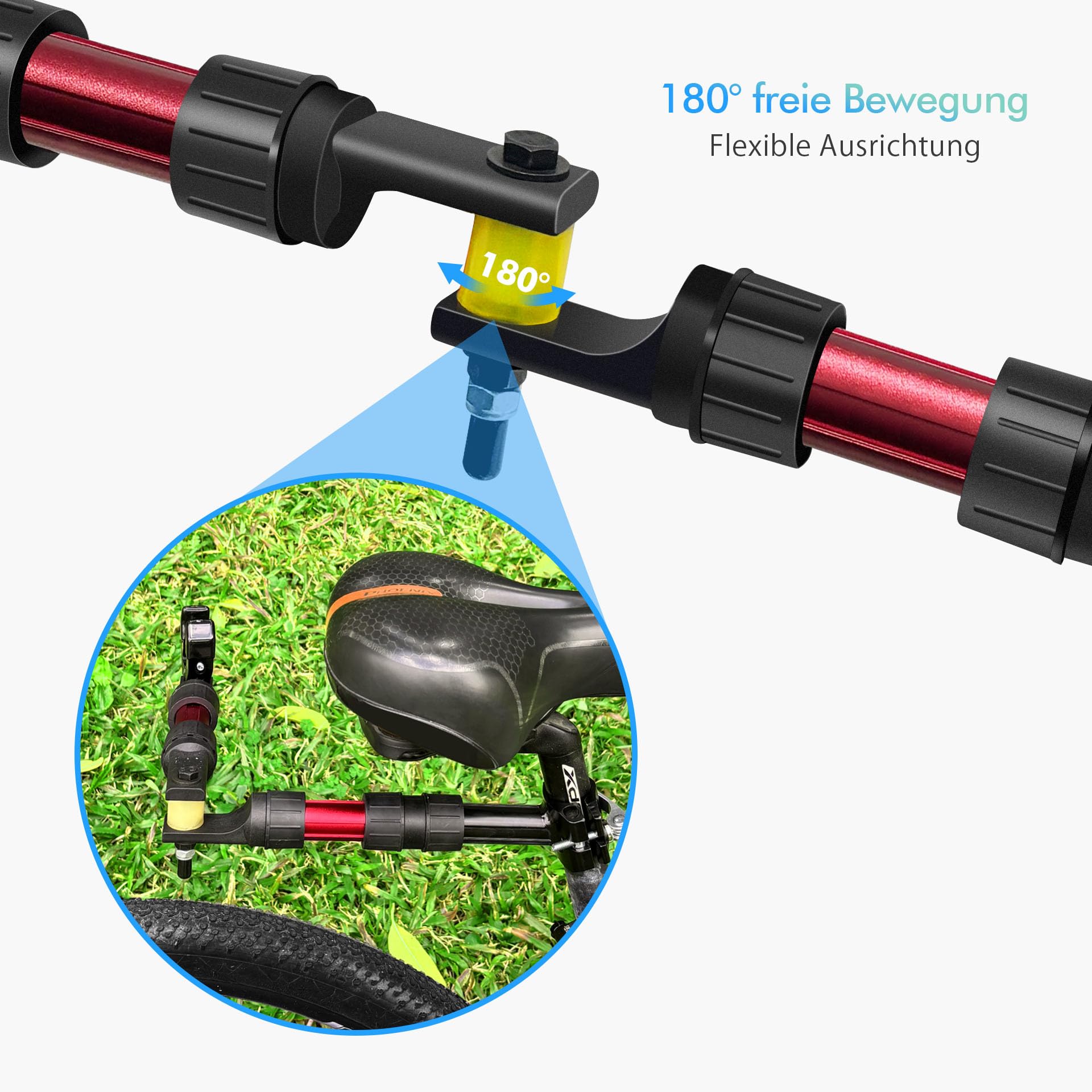 Mimoke Fahrradanhänger Kupplung aus Aluminium | Adapter für Handwagen & Transportanhänger, Schnellspanner, passend für Sattelstützen 27–32 mm