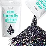 Hemway Eco Friendly Biodegradable Glitter 100g / 3.5oz Bio Cosmetic Safe Sparkle Vegan for Face, Eyeshadow, Body, Hair, Nail and Festival Makeup - Extra Chunky (1/24 0.040 1mm) - Black Holographic