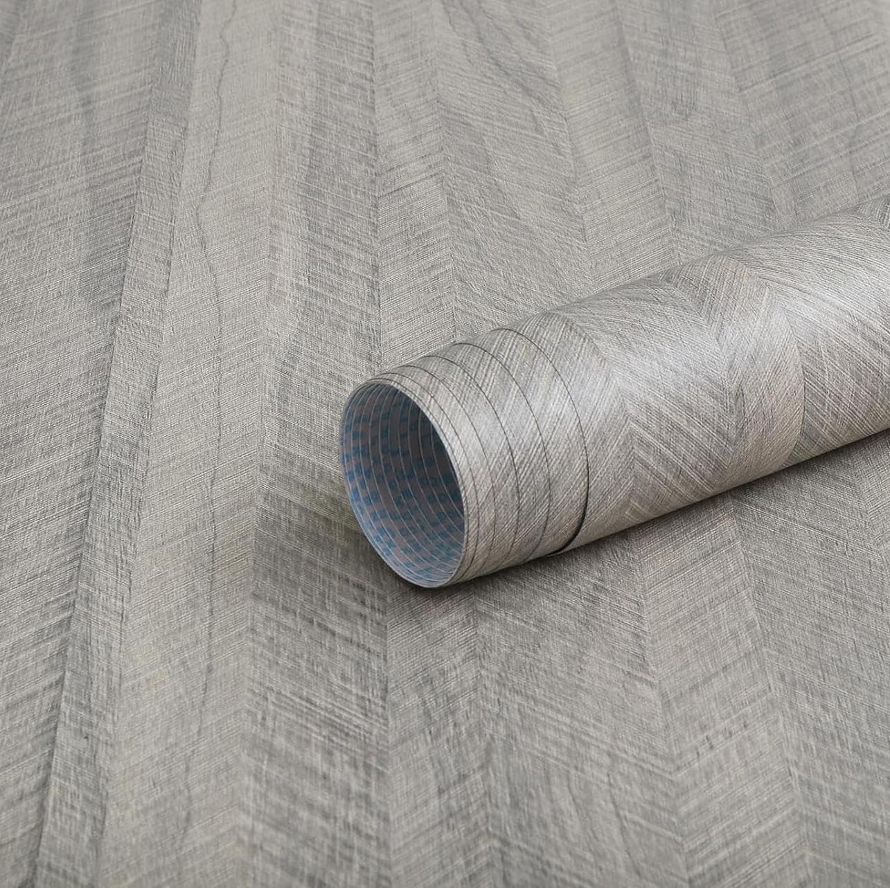 GloryTik Wood Contact Paper Peel and Stick Wallpaper Light Grey Brown Textured Contact Paper for Cabinets Self Adhesive Removable Vinyl Wallpaper for