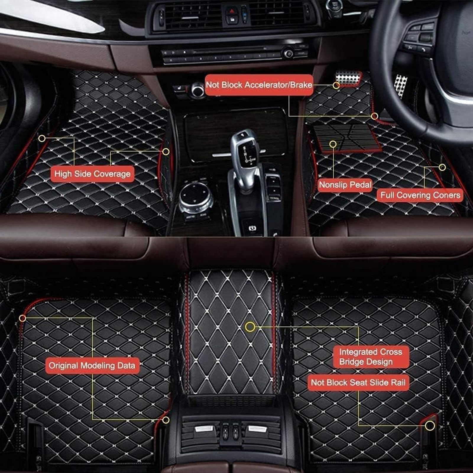 Alfombrillas para Coche para OMODA 9 per SHS per C9 2025-2026, Piel sintética, Impermeables, Alfombrillas y moquetas,B