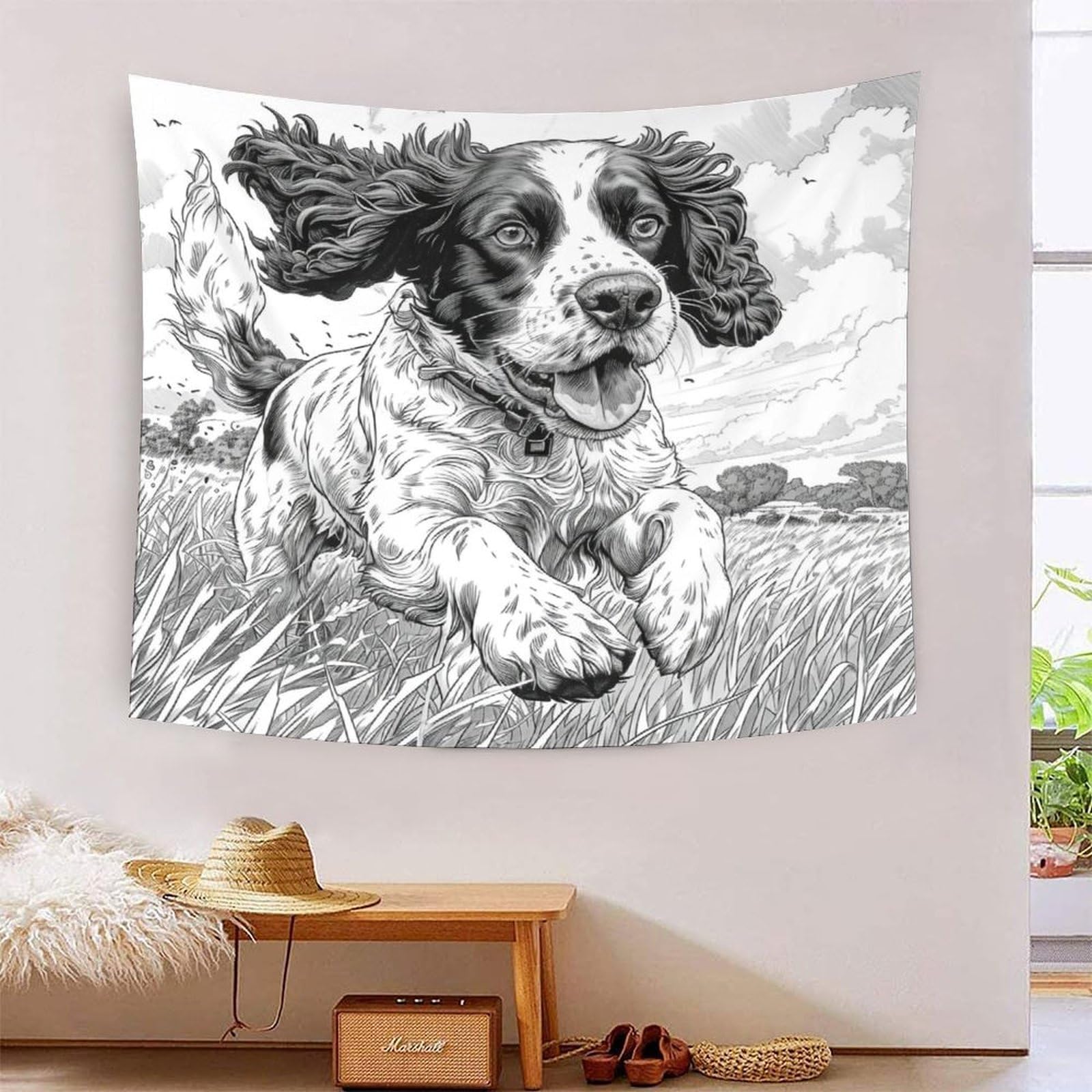 Couverture murale 3D Springer Spaniel pour masquer un mur vide de dortoir