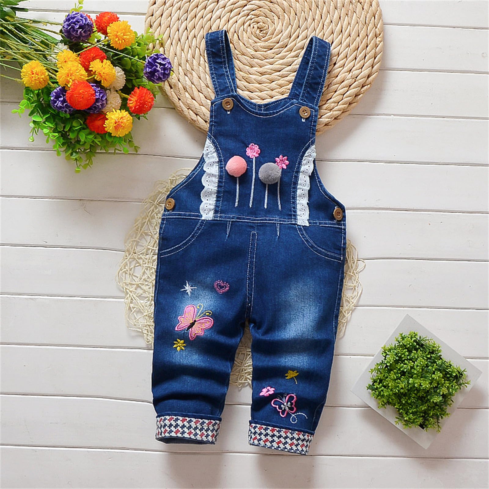 He&Yingmin Baby Toddler Boys Girls Adjustable Denim Pants Children Denim Overalls Jumpsuits Cute Outdoor Bib Jean Overalls