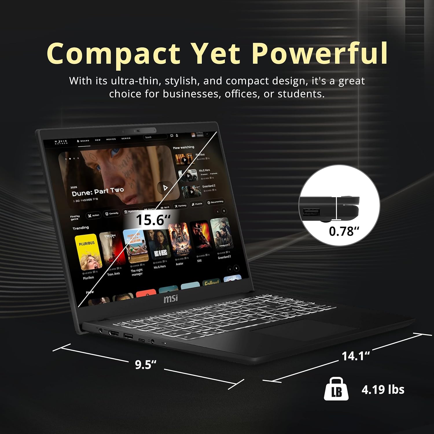 msi Modern 15 H 15.6" FHD Touchcreen Laptop, Intel Core 9 270H, 32GB DDR4, 2TB Storage (1TB SSD+1TB Docking Station Set), Intel Graphics, Backlit Keyboard, 720p HD Webcam, Wi-Fi 6E, Win 11, Black