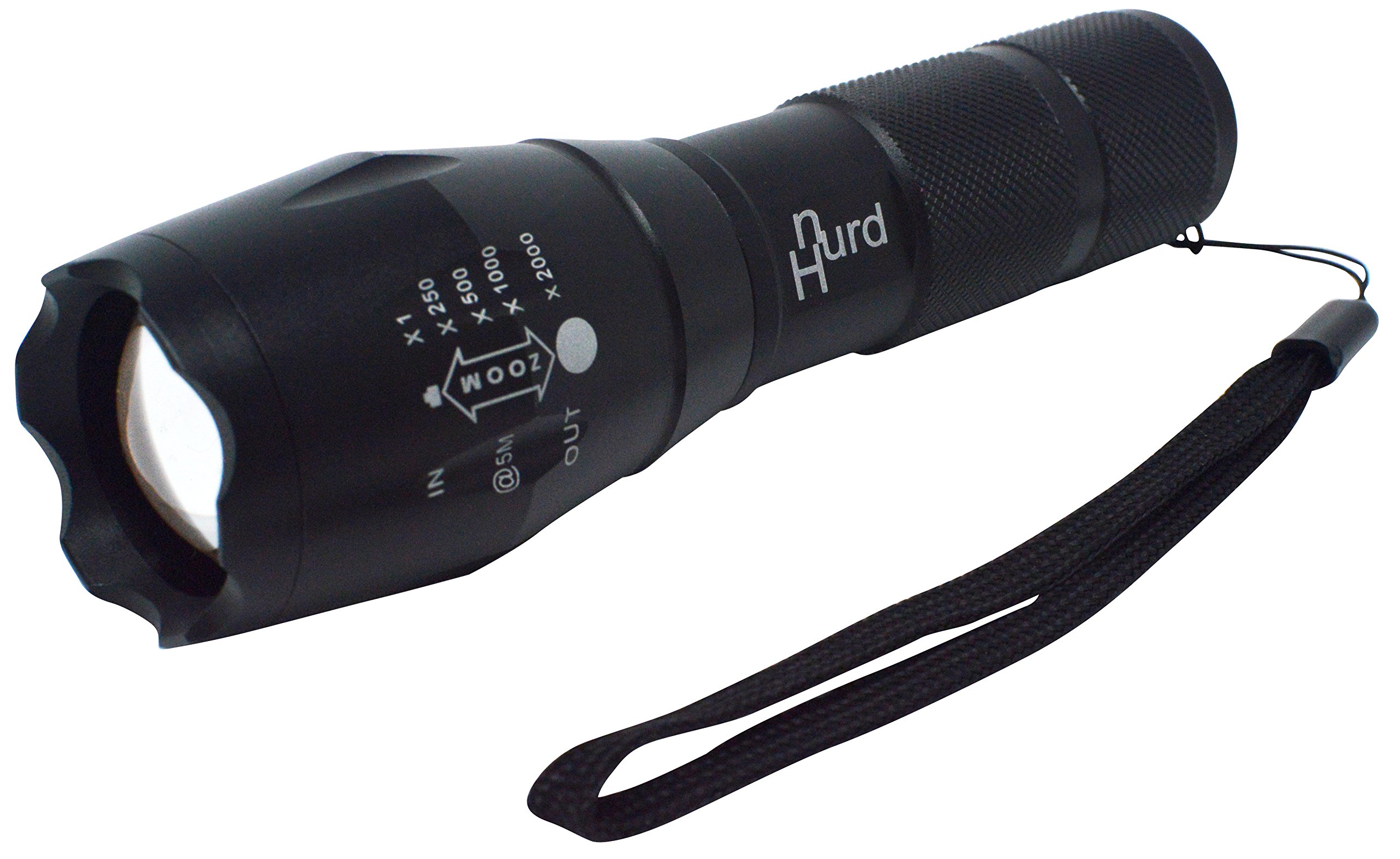 NHURD NH2 Flashlight High-Powered LED Tactical; Zoom With 1000 Lumens And 3 Brightness Settings And Morse/SOS/Strobe Functions