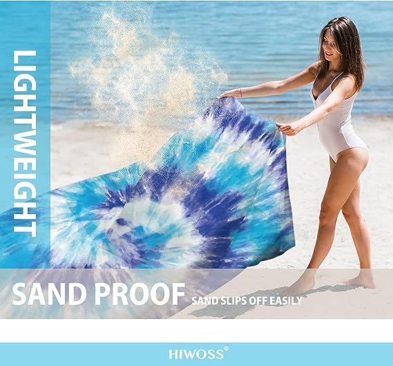 Beach Blanket Waterproof Sandproof Oversized 95x 80,Sand Free Beach Mat with Corner Pockets,Portable Mesh Bag for Beach Festival,Picnic,Travel and Outdoor Camping (Blue)