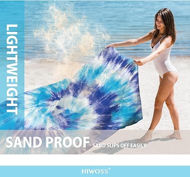 Beach Blanket Waterproof Sandproof Oversized 95x 80,Sand Free Beach Mat with Corner Pockets,Portable Mesh Bag for Beach Festival,Picnic,Travel and Outdoor Camping (Blue)