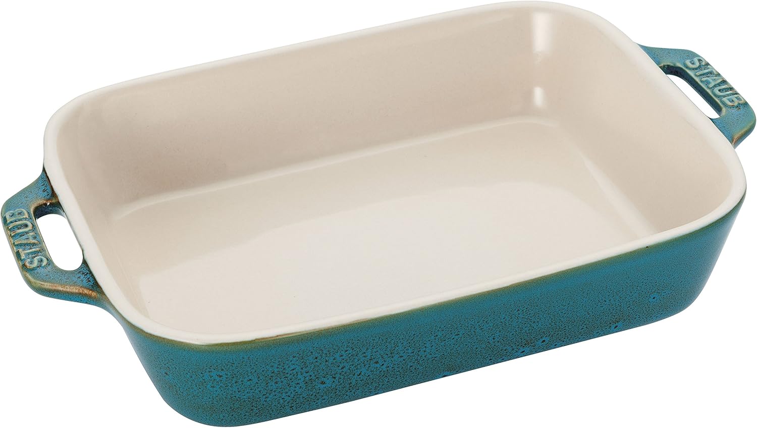 staub Vintage Color Dish 40511-868 Rectangular Dish, Turquoise 7.9 x 6.3 inches (20 x 16 cm), Ceramic Au Gratin Dish, Quiche, Heat Resistant, Oven Safe and Microwave Safe