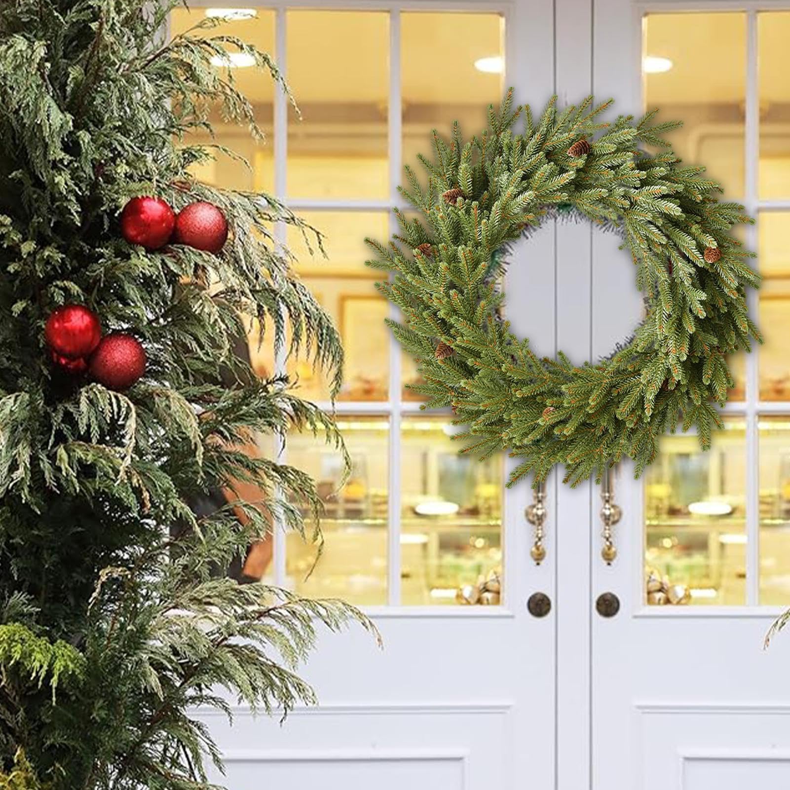 Weihnachts-Türkranz 58 cm Kieferngrün Wanddekoration für die Haustür