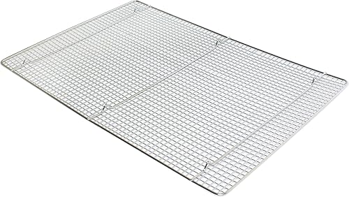 Miniatura 3 de Estante de alambre con patas de 16 x 23-3/4 pulgadas, chapado en cromo, juego de 2 estantes para hornear galletas de enfriamiento de alambre