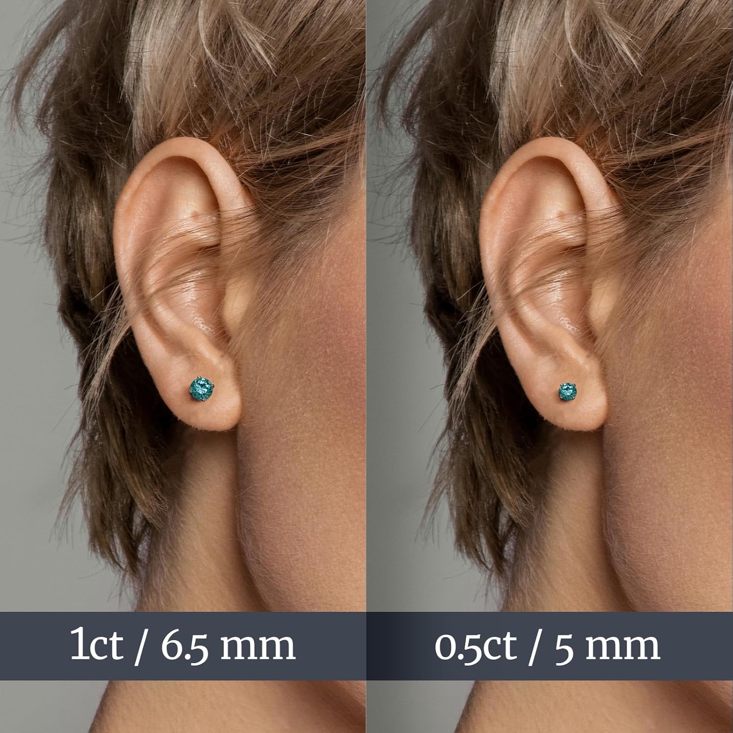 Moissanite Stud Earrings, 1-2 CT Diamond Earrings 18K White Gold Plated/S925 Sterling Silver Earring（Blue/Yellow/Green) - Image 4