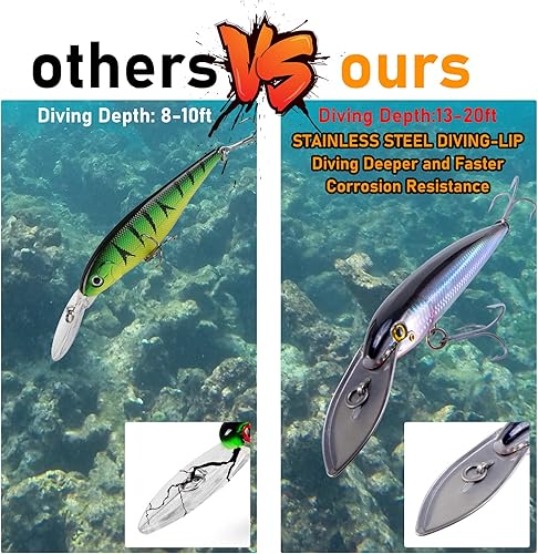 Miniatura 6 de Dr.Fish Minnow Jerkbait - Señuelos de pesca de agua salada de 13-20 pies, 7.5 pulgadas, anzuelos agudos VMC para pesca, señuelos duros para lápices,