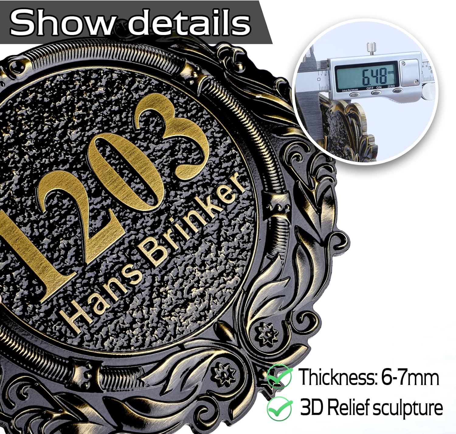 Personalized Cast Address Sign House Number Home Address Plaque 12 Inch, Custom Steet House Number Sign, Metal or Acrylic Antique Brass for Outside Vintage