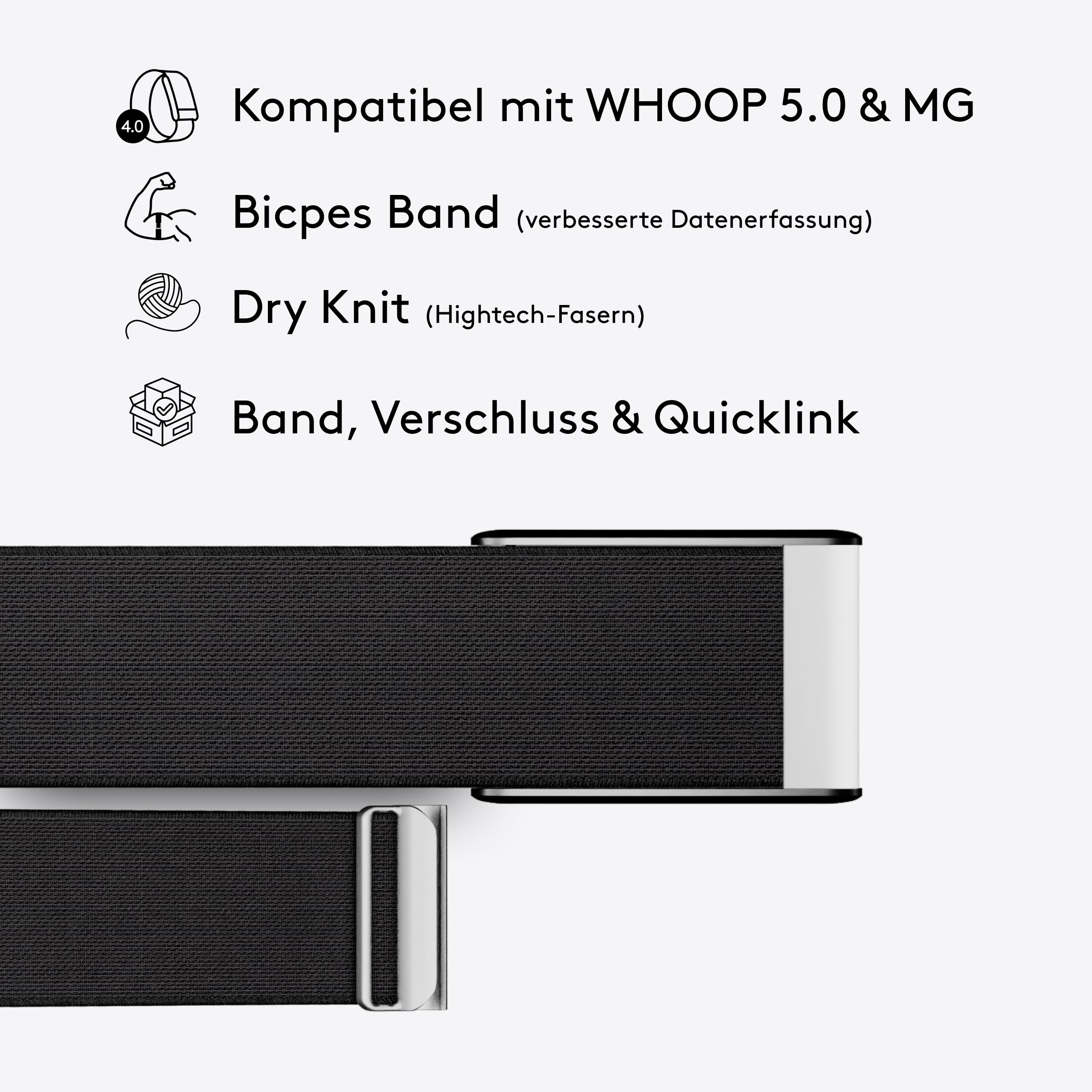 Dry Knit Band kompatibel mit WHOOP 5.0 | Geschmeidiges, schnell trocknendes Band | Nimmt 30% weniger Wasser auf | Ersatzband WHOOP 5.0