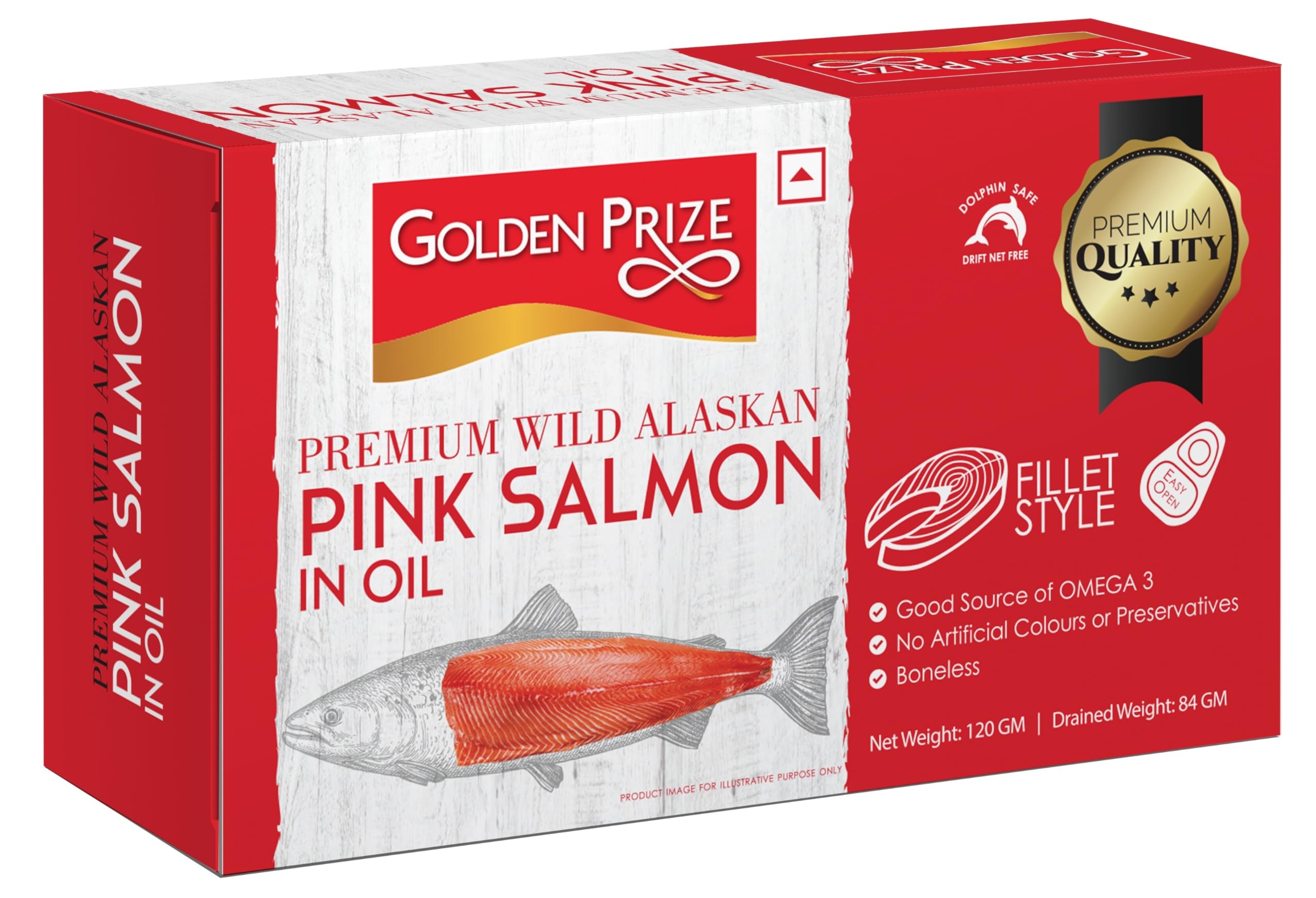 Wild Alaskan Pink Salmon Fillet in Oil, 115g (Pack of 1)