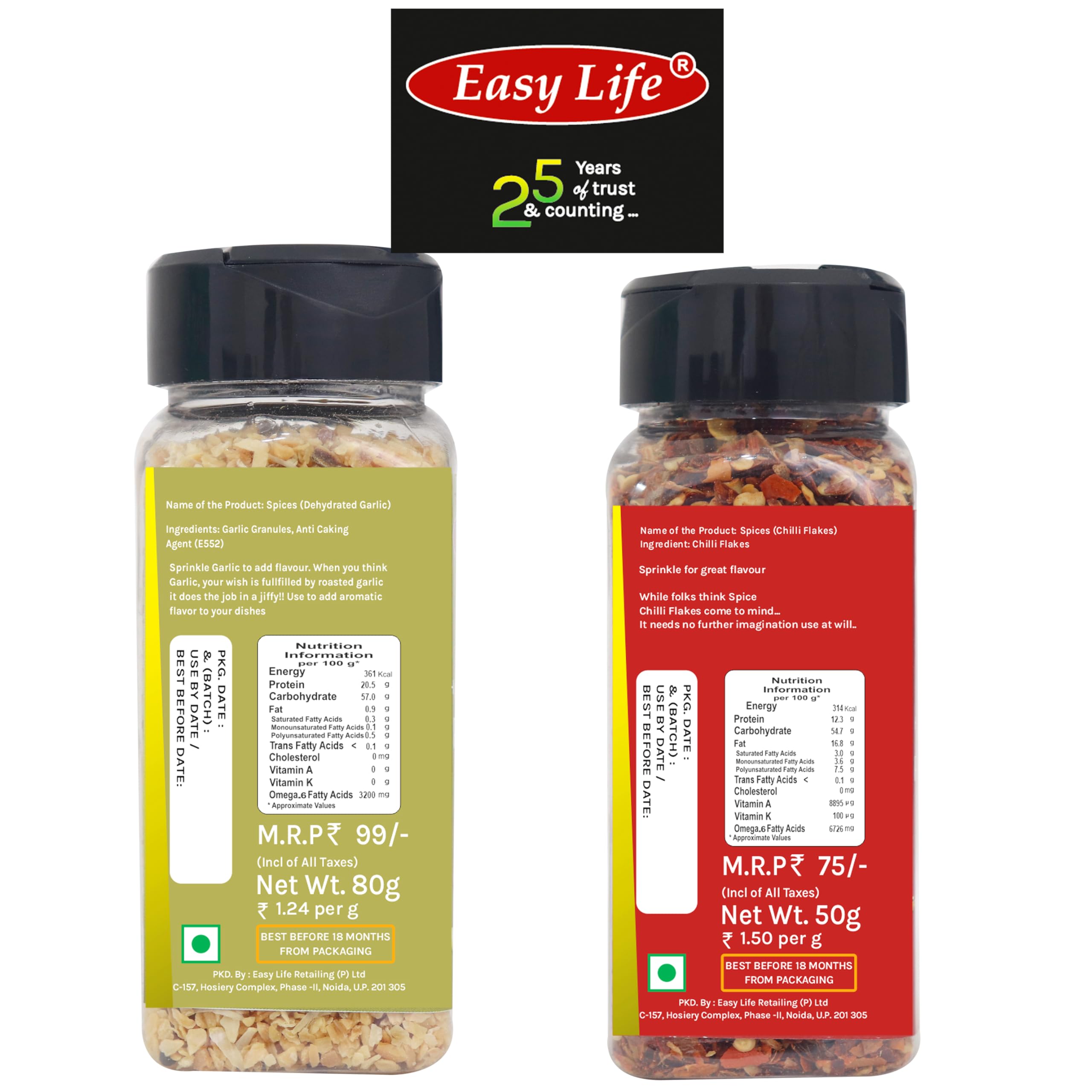Easy Life Roasted Garlic 80g and Roasted Chilli Flakes 50g - Image 6 thumbnail