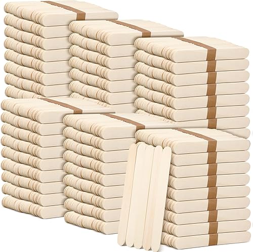 Sintuff 2500 palitos de madera jumbo de 6 pulgadas, multiusos, palitos de madera para helado, palitos de artesanía naturales, palitos de cera para