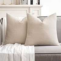Vista 34 de MIULEE - Pack de 2 fundas de almohada decorativas beige de 16x16 pulgadas, cojines suaves de chenilla para sofá, fundas de cojín de estilo casa