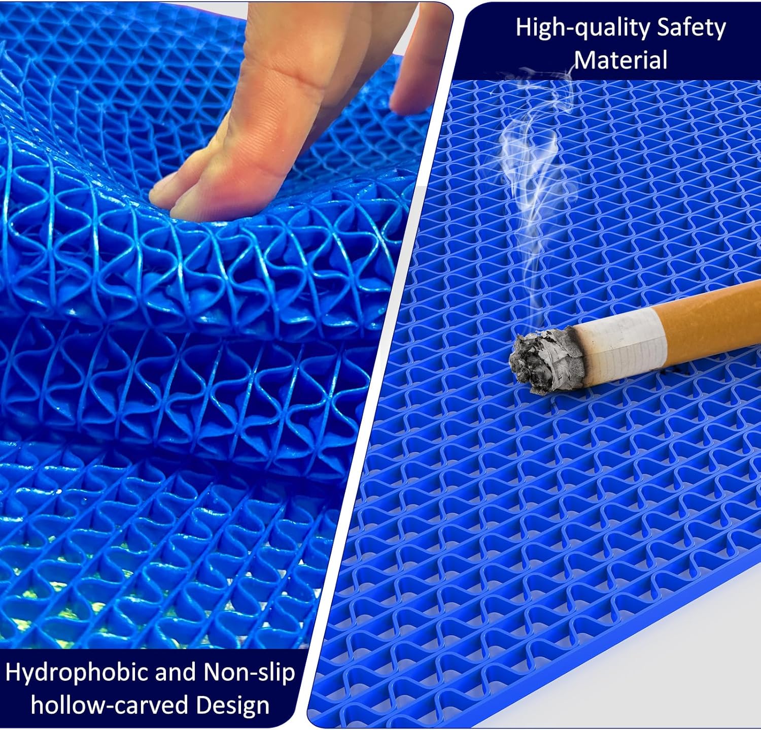 Drainage Mat 3x16 Ft 0.22” Thick PVC Commercial Floor Mat Non Slip Pool Mat S-Shaped Shower Floor Heavy Duty Roll for Wet Area Kitchen Hotels Bars Bathroom Patio Outdoor Indoor Rug (Blue, 3x16 Ft)