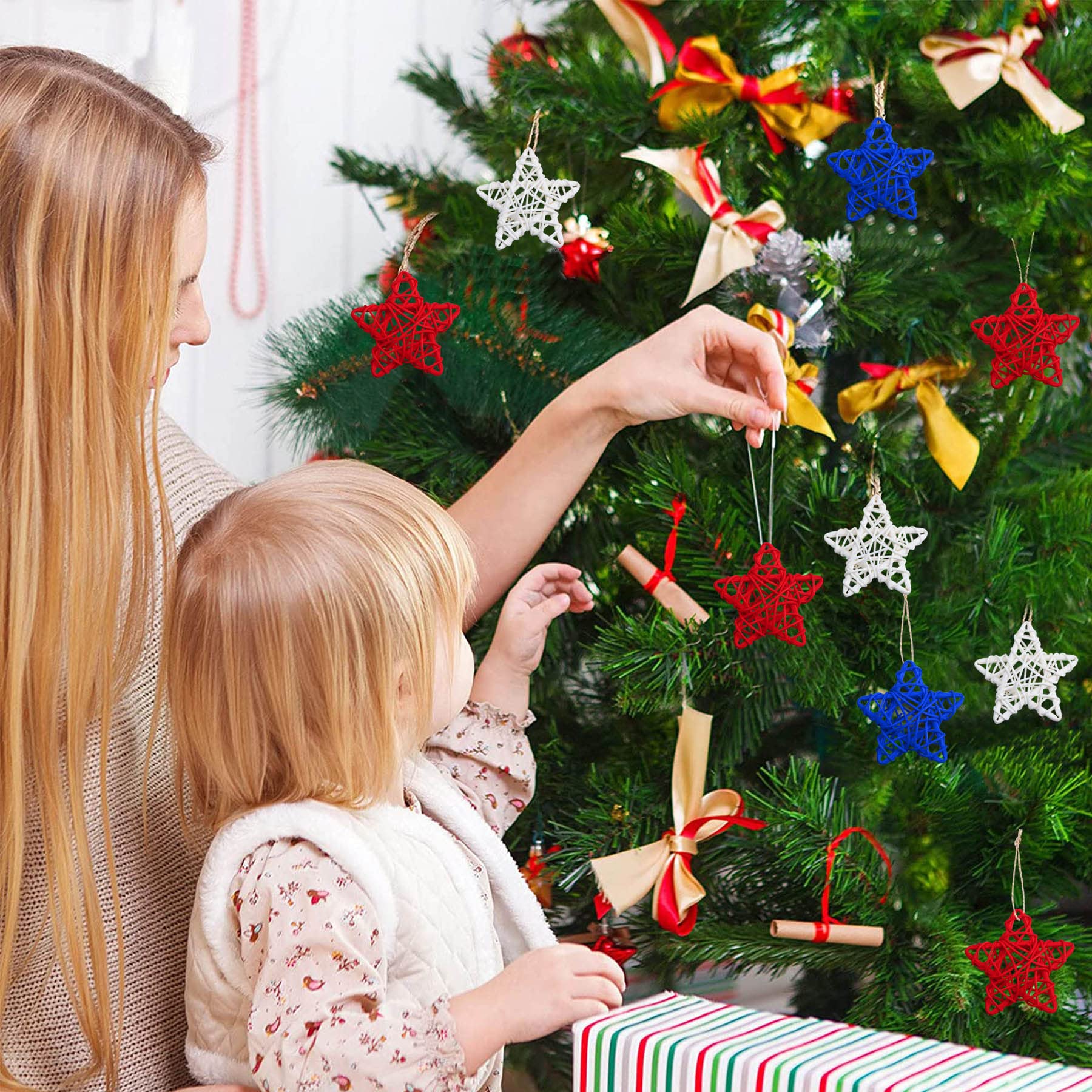 Amazon.co.jp: STMK 7月4日 星型 ラタンボール デコレーション 2.36