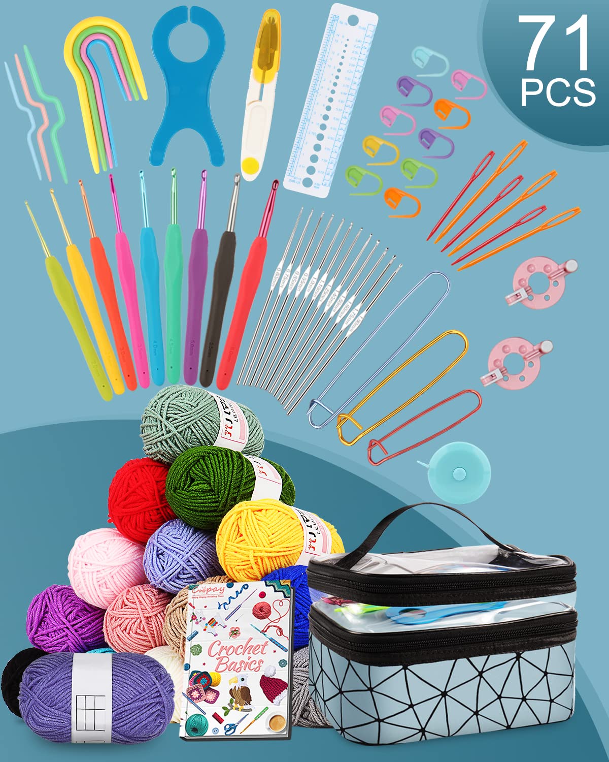 Kit De Ganchillo Para Principiantes LetCartMaker | Incluye Hilo, Aguja Y Tutoriales | Diseño MooMoo Floppy