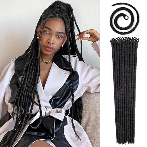Extensiones de rastas de 20 pulgadas, rastas sintéticas preenlazadas, rastas sintéticas negras, largas y rectas, cabello de ganchillo suave, hecho a