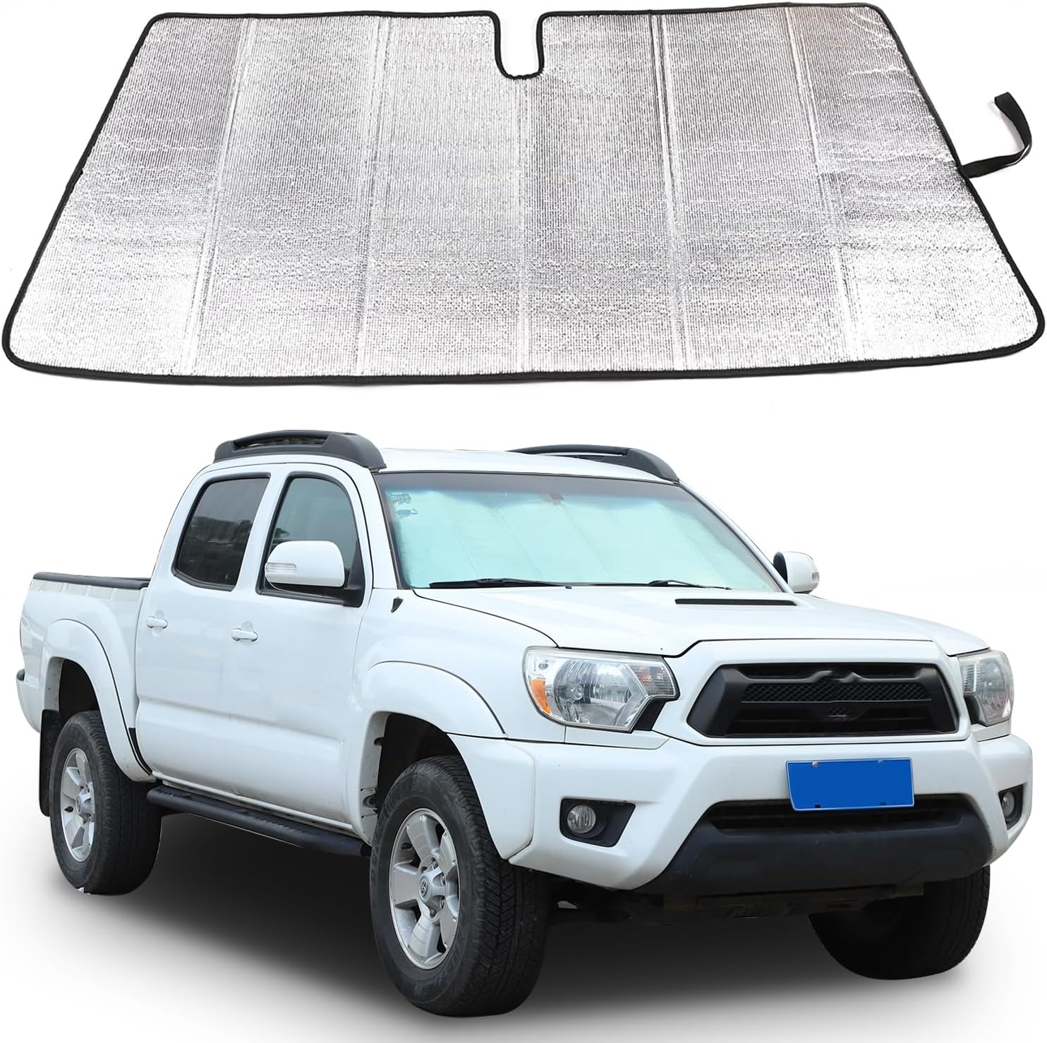 Windshield Sun Shade Compatible with Toyota Tacoma 2006-2024 Accessories, Front Window Sunshade Heat Blocker Visor Protector Reflective Sunshade Keep Your Car Cooler,1PCS