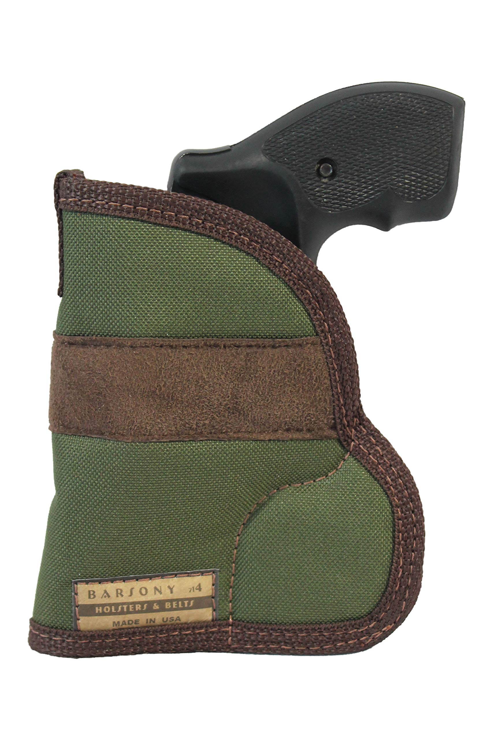 BarsonyWoodland Green Pocket Holster for 2", Snub-Nose .38 .357 Revolvers