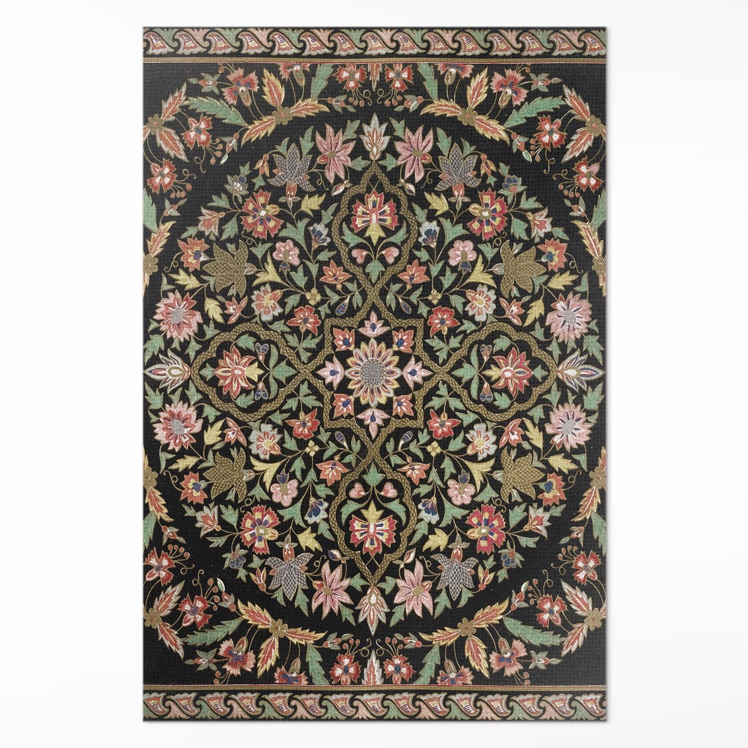 Tapis vinyle cuisine 120x180 anti-tache PVC lavable broderie colorée