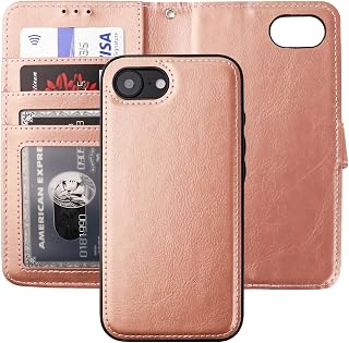 Bocasal Detachable Wallet Case Card Holder for iPhone 17e/16e, Rose Gold