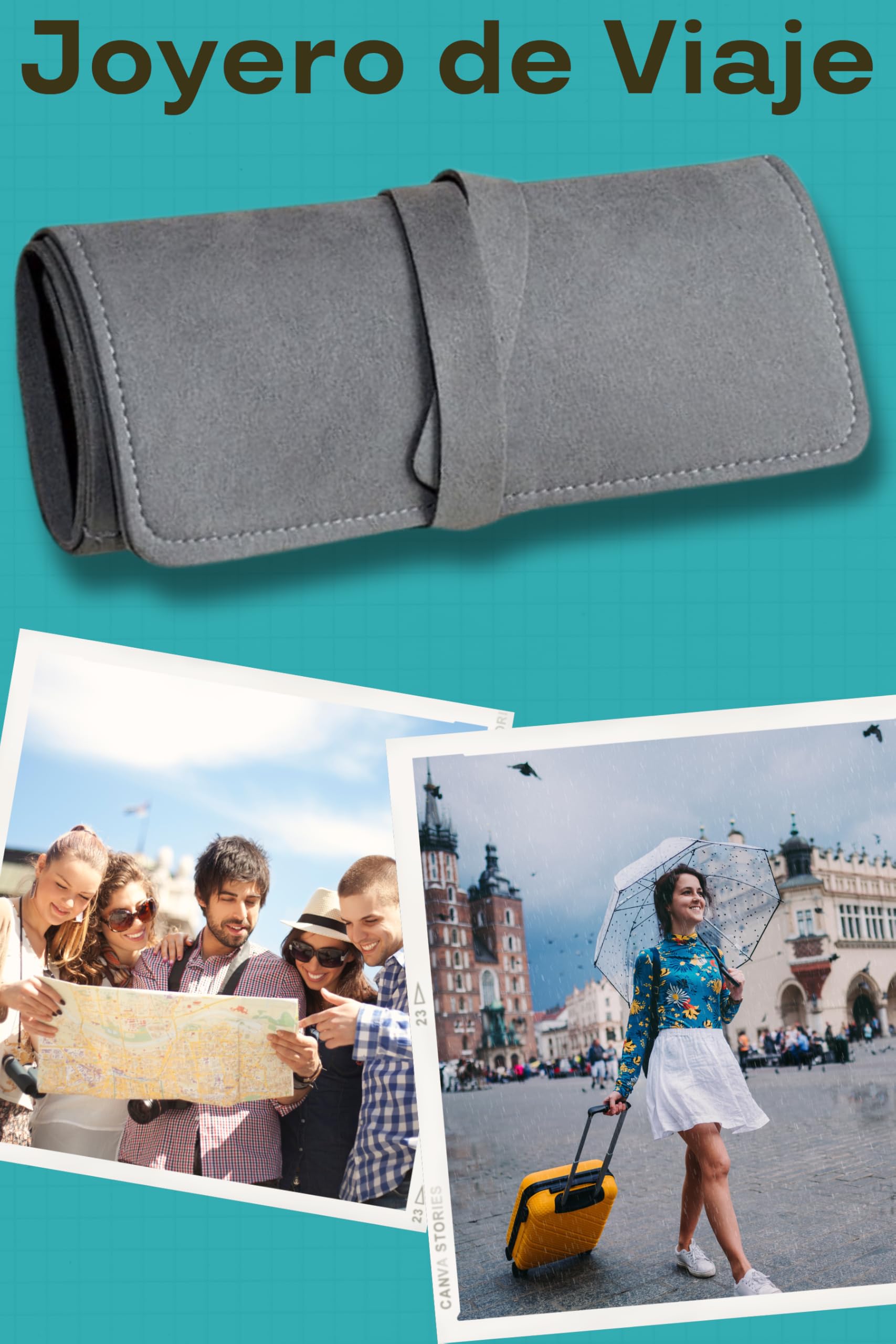 Joyero Enrollable Viaje Mujer Portatil Plegable Estuche Joyas Viaje Enrollable Organizador para Joyas bolsa Organizadora joyeria Pendientes Collar Brazaletes Anillos