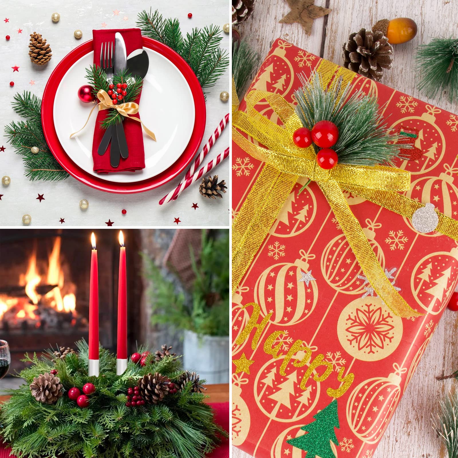 Kit Décoration Guirlande De Noël 140 Pièces - Pommes De Pin Naturelles, Baies, Branches, Glands - Pour DIY, Table, Sapin, Couronne