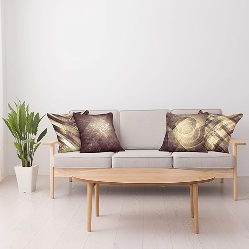 Miniatura 4 de Ambesonne Grunge - Juego de 4 fundas de cojín para cojín, diseño geométrico moderno, con formas ornamentales, círculos cuadrados, zigzags y rayas,