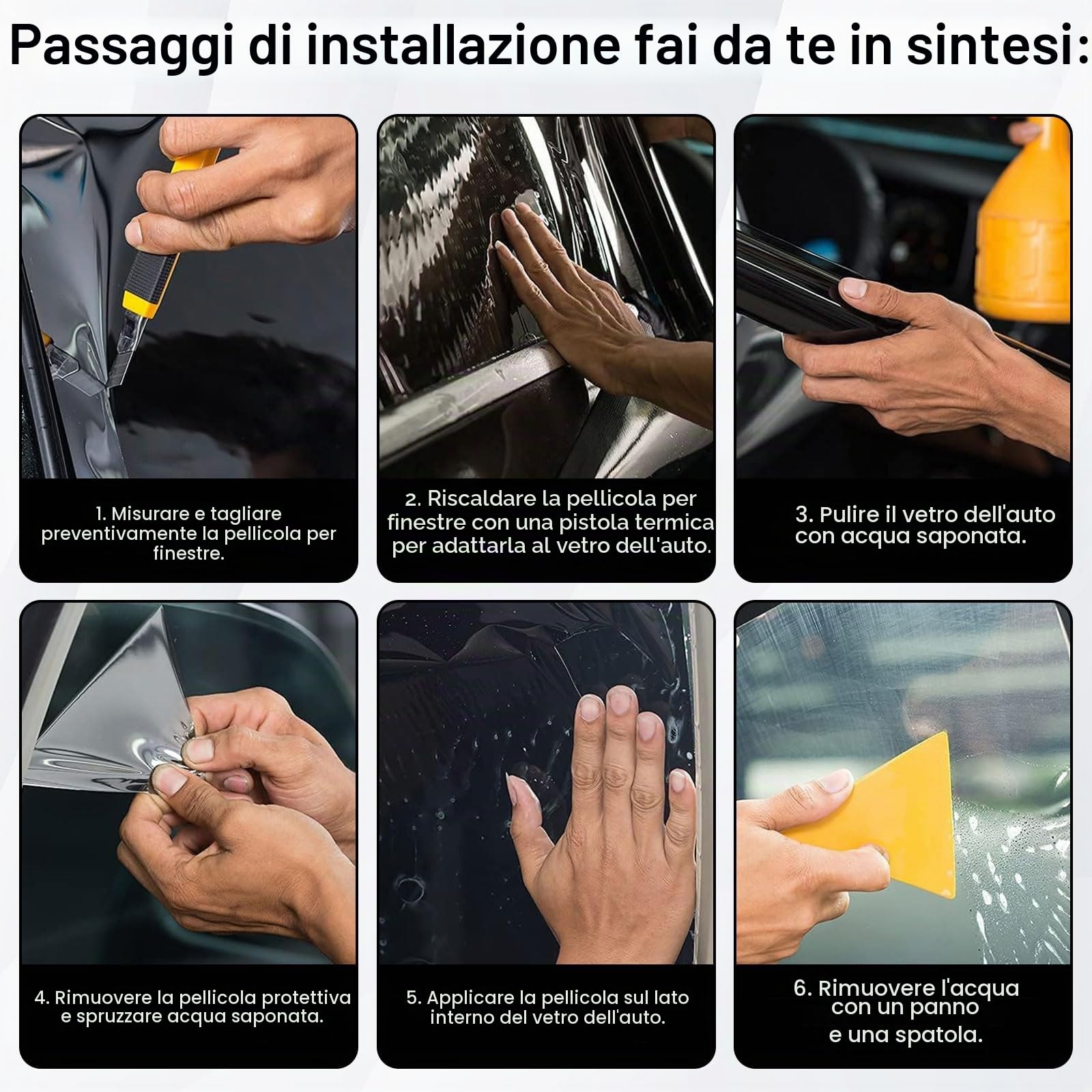 Pellicola oscurante per finestrini dell'auto, 50 x 300 cm, colore nero, autoadesiva, per finestrini dell'auto, protezione dai raggi UV e dal calore, protezione da schegge, diversa trasmissione della