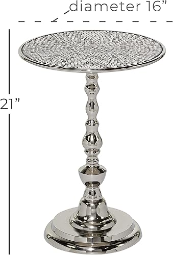 Miniatura 10 de Deco 79 Mesa auxiliar de metal de aluminio, mesa auxiliar de 16 x 16 x 20 pulgadas, color plateado