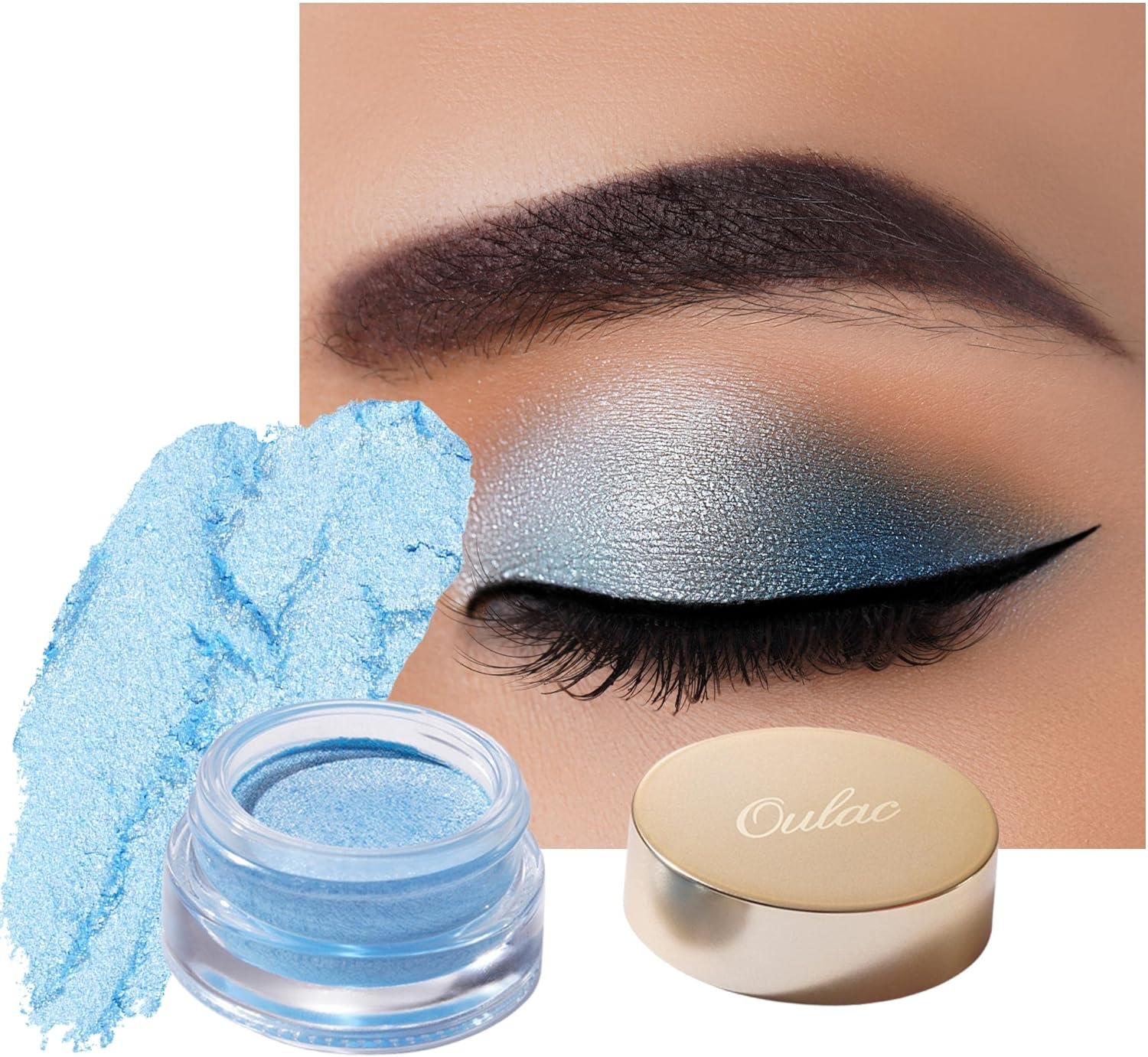 Oulac Shiny Light Blue Cream Eyeshadow, Can Be Used as Highlighter and
