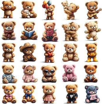 McEtt Teddy Bear Sticker Sheets 5 Pack 125 Cute Stuffed Animal Stickers
