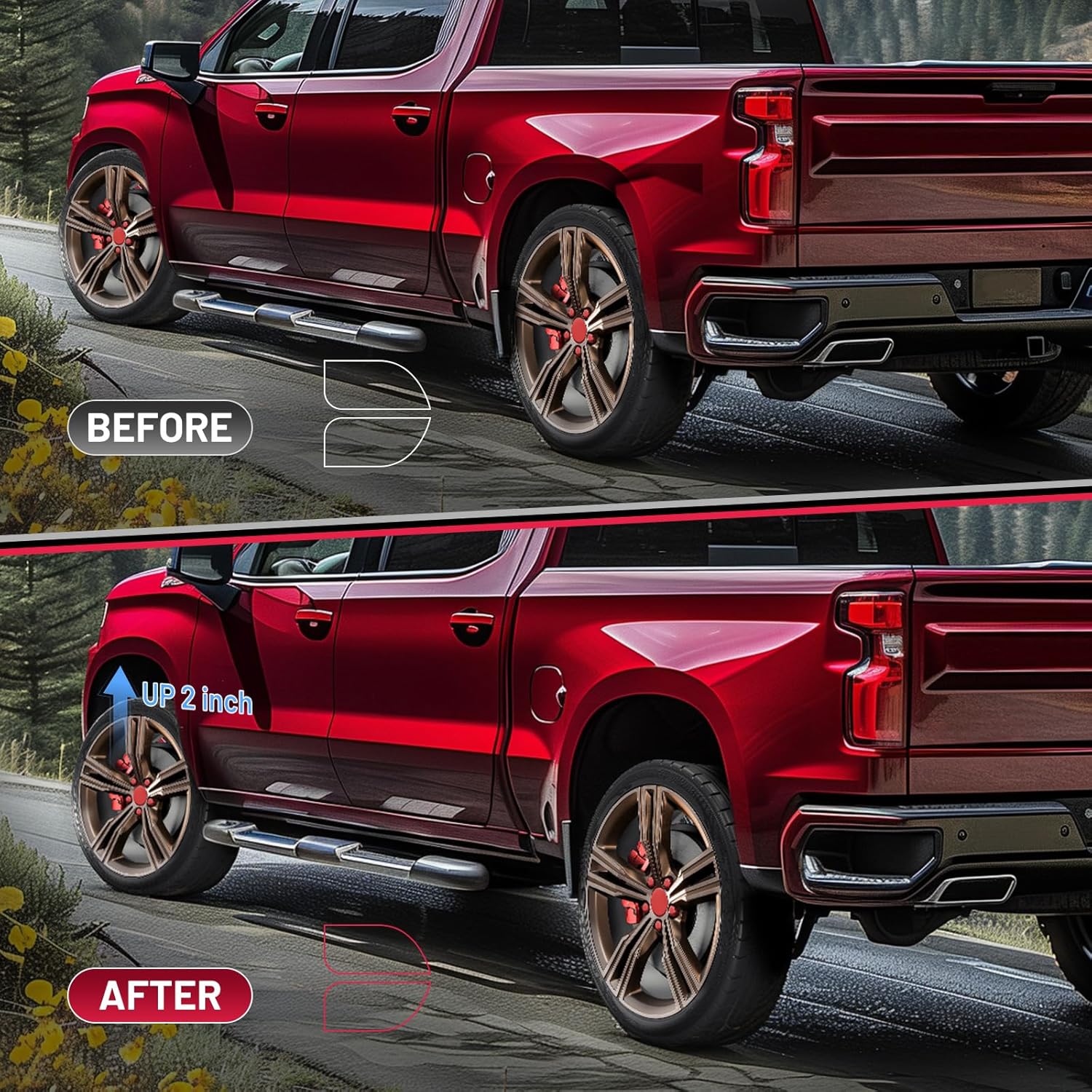 BDFHYK 2" Front Leveling Lift Kit Compatible with 2007-2021 Silverado 1500/Tahoe/Avalanche 1500/Suburban 1500 | Yukon Sierra 1500/Yukon XL 1500 Front Lift Spacers 2 Pack